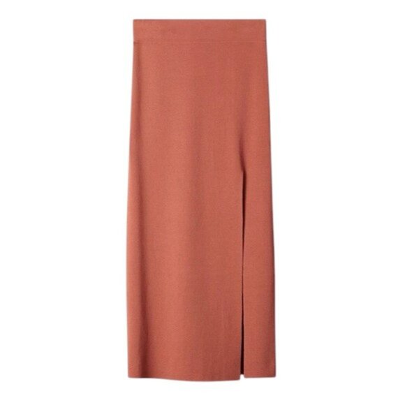 Aritzia Wilfred Free Rust Orange Rayon Slit Midi Skirt Size XXS 26706 - Picture 1 of 9